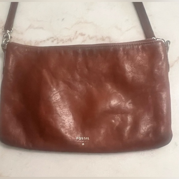 Fossil Soft Tan Leather Toaster Adjustable Strap Crossbody Bag Handbag Purse - Picture 4 of 14